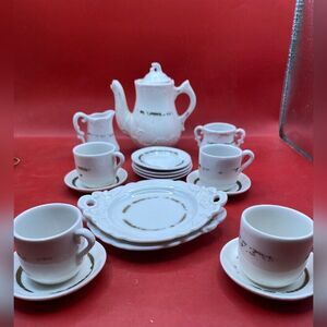 Vintage Child’s Tea Set 18 Piece White Porcelain
